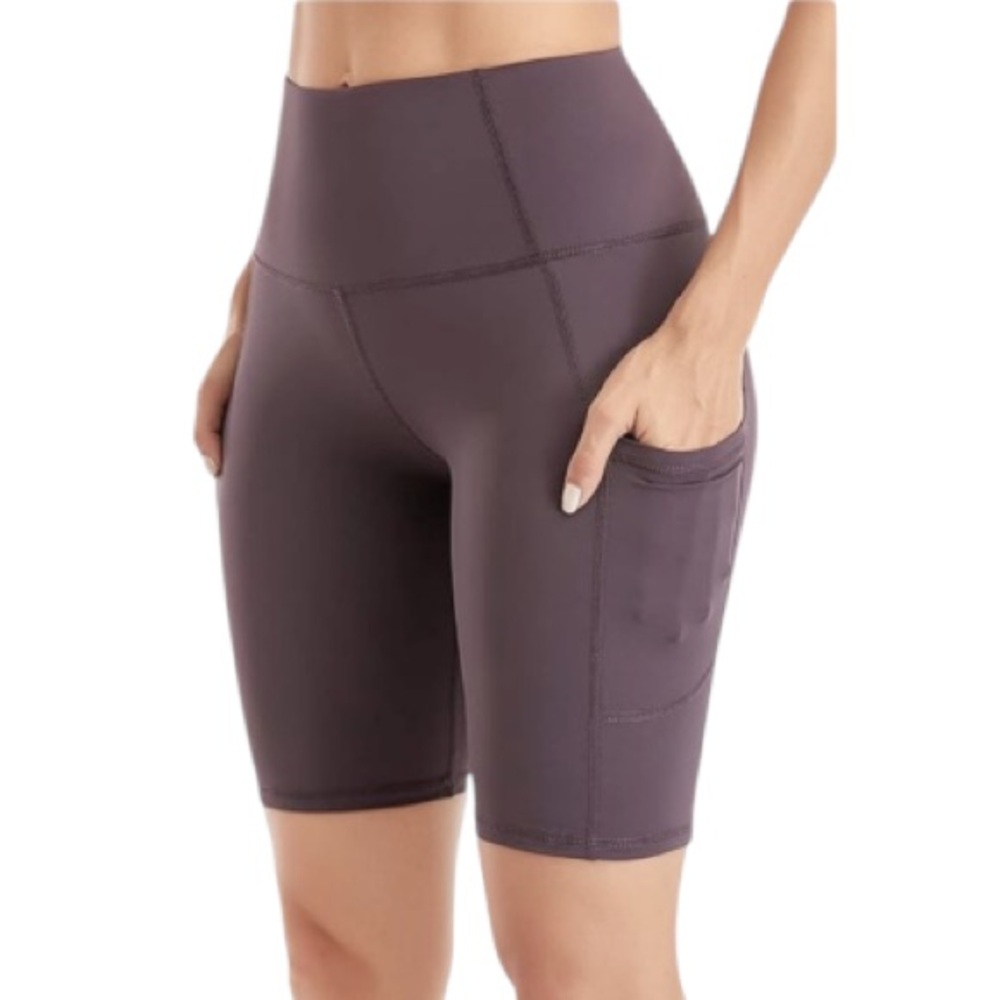 Gray high rise stretch dual side pocket bike shorts size small